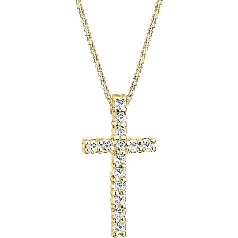 Goldhimmel Kette mit Anhänger, Kreuz mit Swarovski® Kristallen, »Hope, 0111751411«