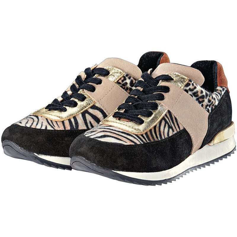 Passarella Sneaker, Animal-Look, Materialmix, zweifarbig