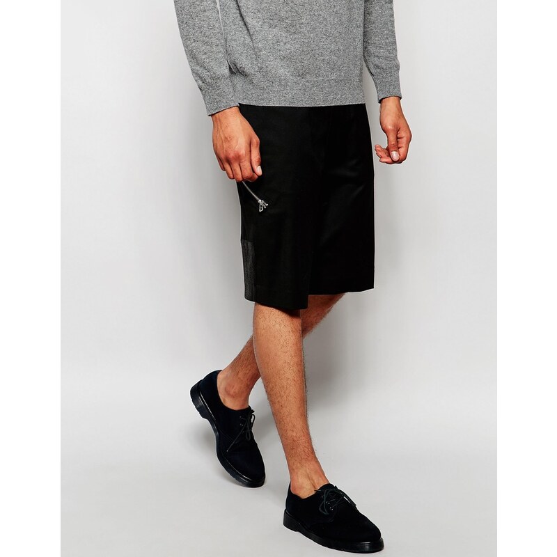 ASOS - Elegante Shorts mit Reissverschluss mit tiefem Sitz - Schwarz