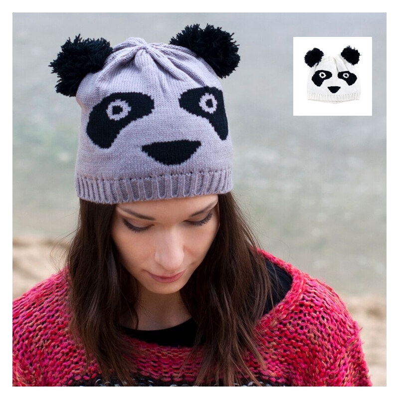 Lesara Mütze im Panda-Design - Grau