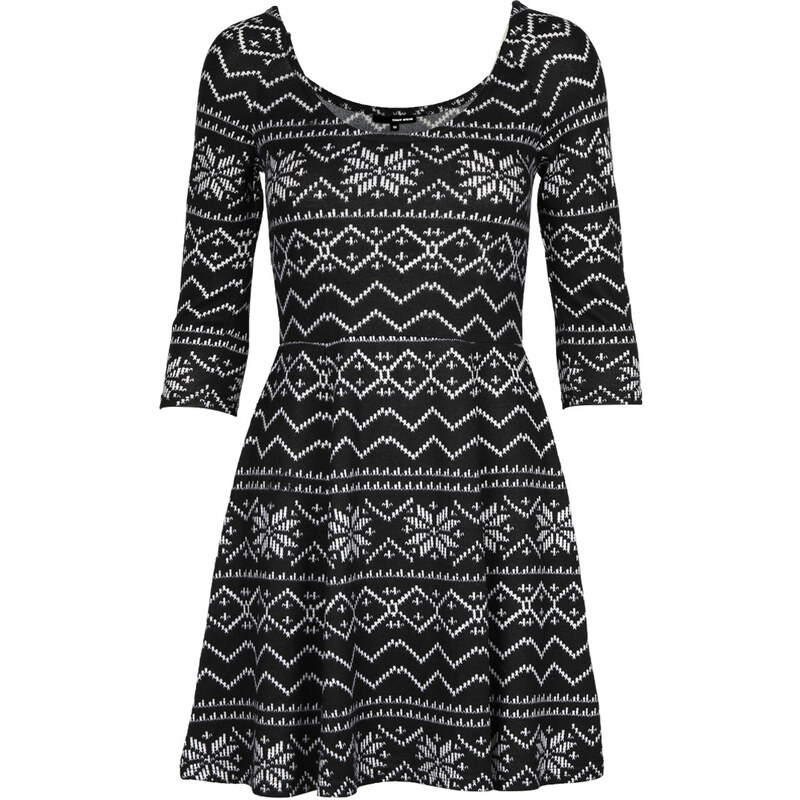 Tally Weijl Schwarz-weißes Kleid mit Norweger-Muster