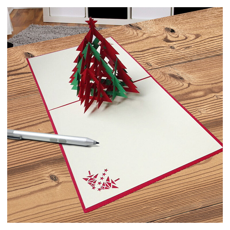 Lesara 3D-Grußkarte Weihnachtsbaum mit Stern