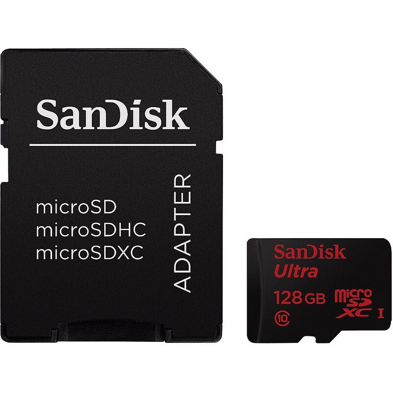 SanDisk microSDXC Ultra 128GB, Class 10, UHS-I, 80MB/s, + SD Adapter