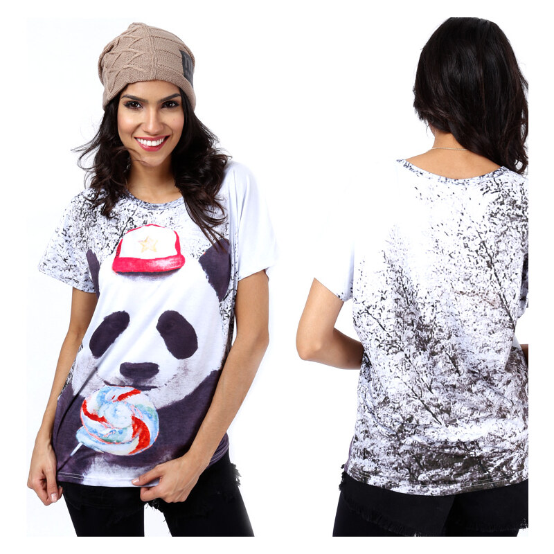 Lesara T-Shirt mit Panda-Print - XS
