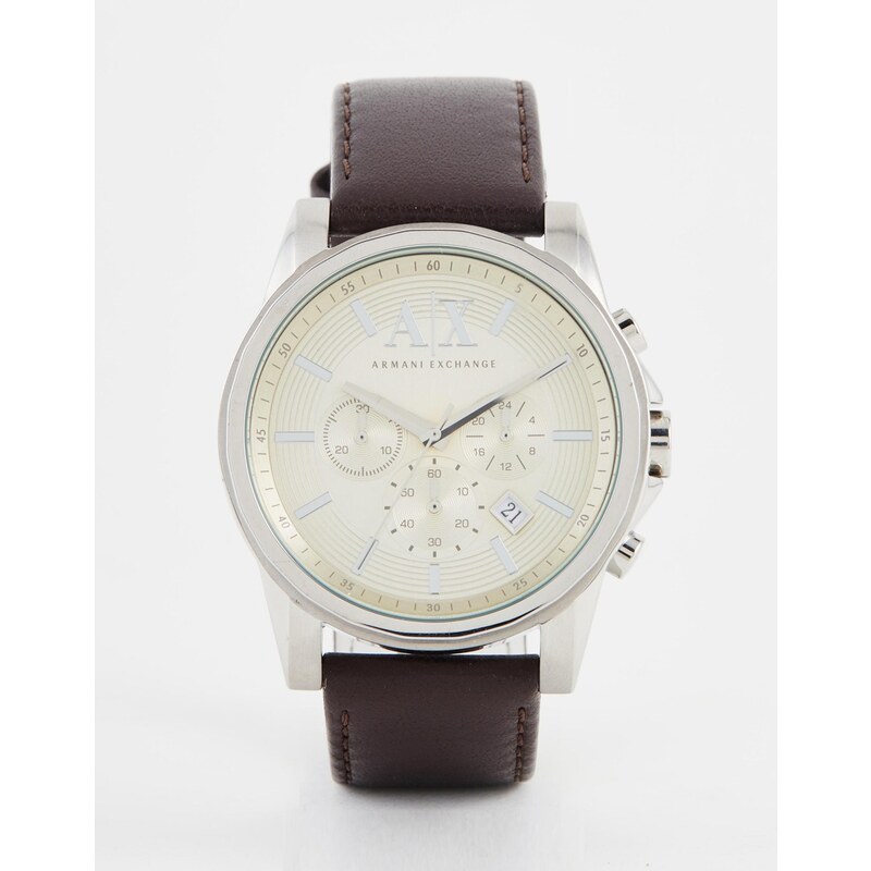 Armani Exchange - Outerbanks - Uhr im Chronographen-Stil mit Lederarmband, AX2506 - Braun