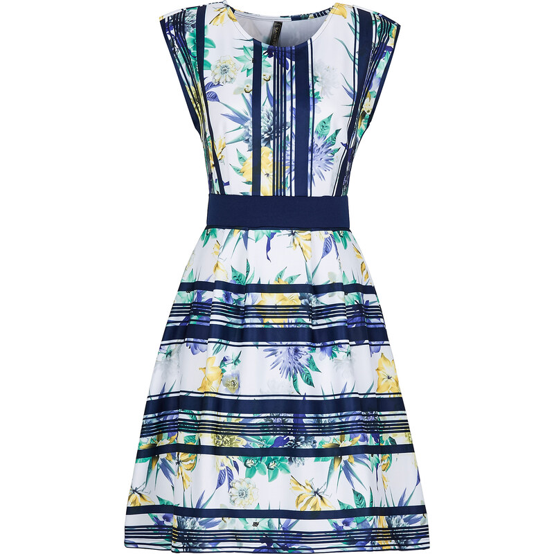 BODYFLIRT boutique Kleid in Scubaoptik Angela/Sommerkleid halber Arm in blau von bonprix