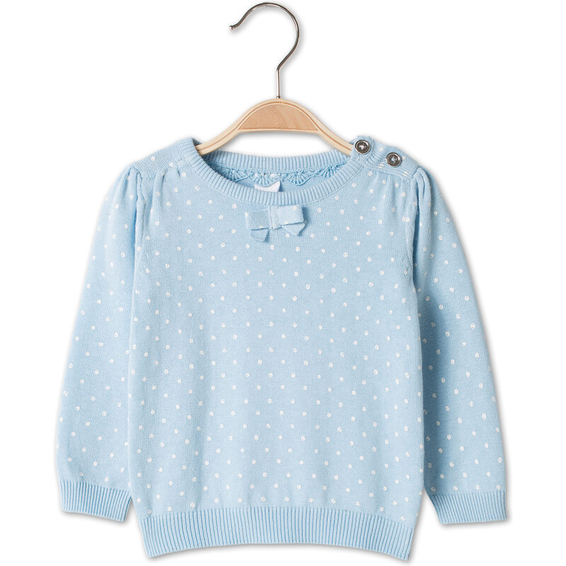 C&A Baby Baby-Pullover in Weiss / Blau - Größe: 80