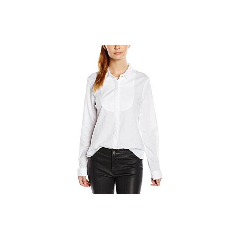 Cortefiel Damen blusen Preppy Cotton Shirt/white
