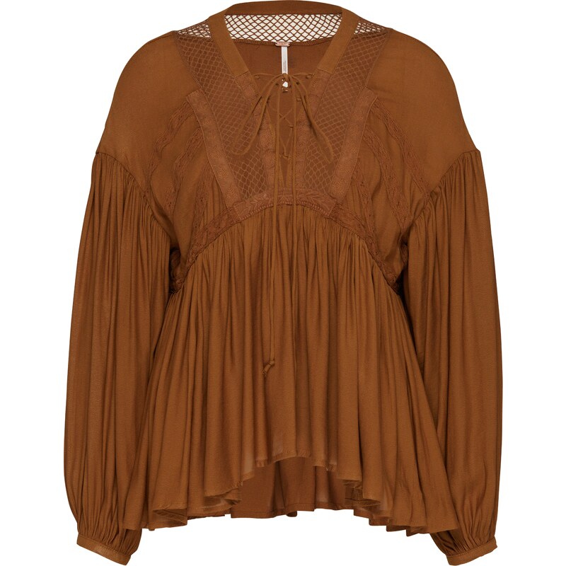 Free People Top Pebbled Chiffon Dont Let Go Peasant