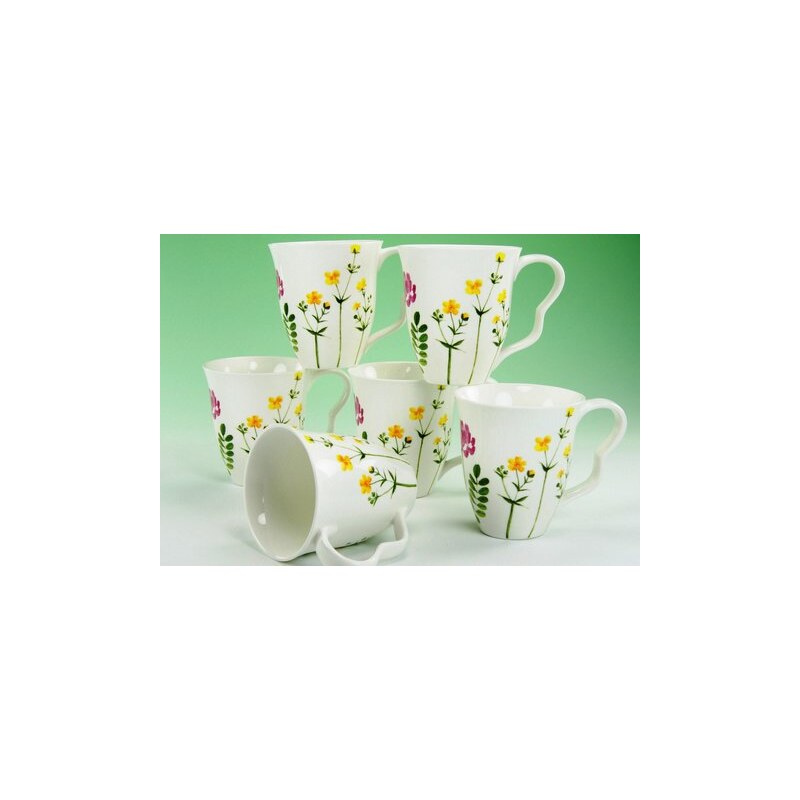 Kaffeebecher Porzellan Eva Wiesenblumen (6 Stck.) CreaTable weiß