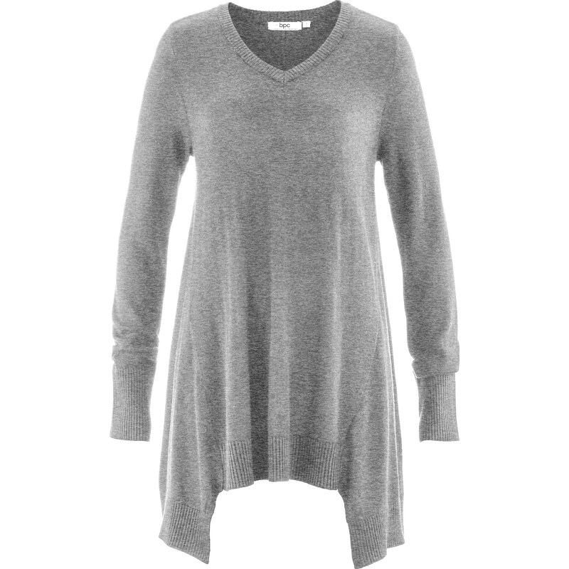 bpc bonprix collection Zipfel-Pullover, Langarm in grau für Damen von bonprix