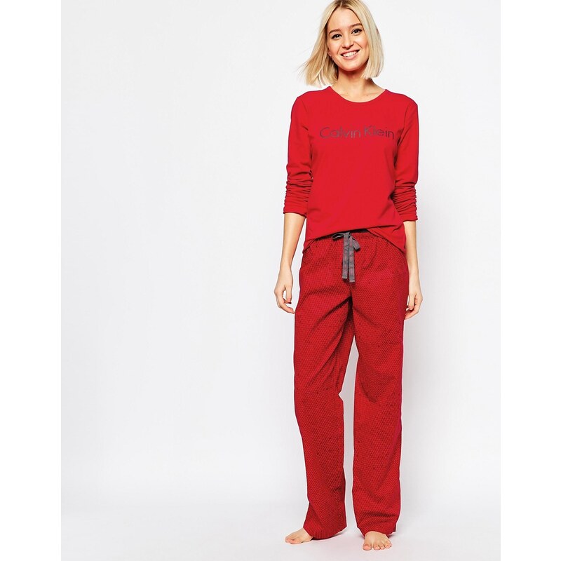 Calvin Klein - Weihnachtlicher Schlafanzug im Geschenkset - Rot