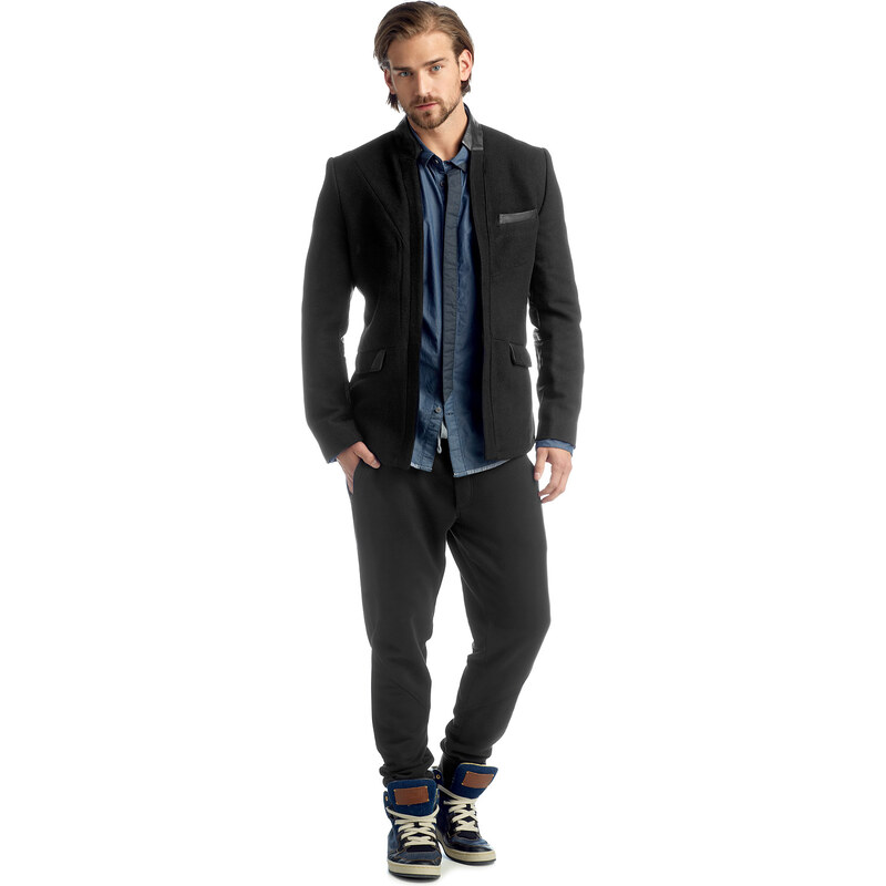 Esprit blended wool blazer with leather