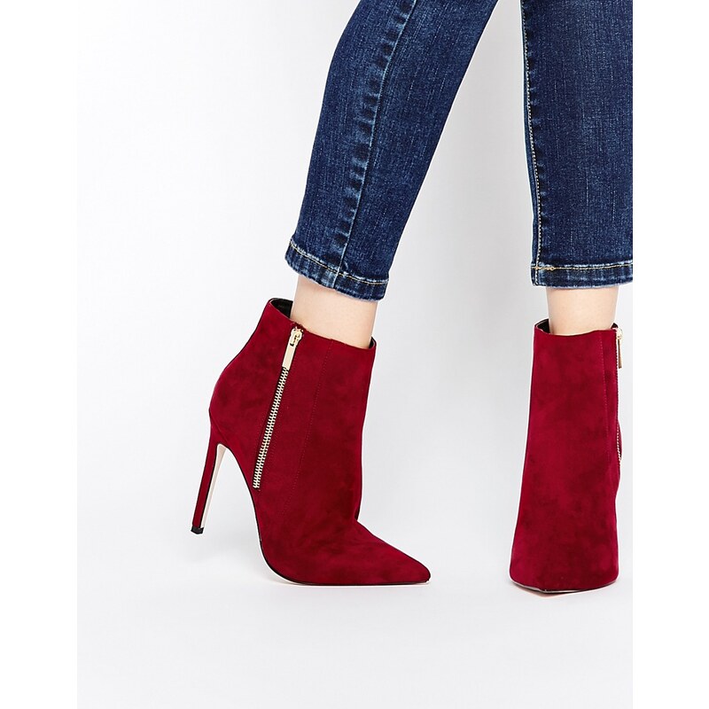 ASOS - ECUADOR - Spitze hohe Ankle-Boots in weiter Passform - Burgunderrot