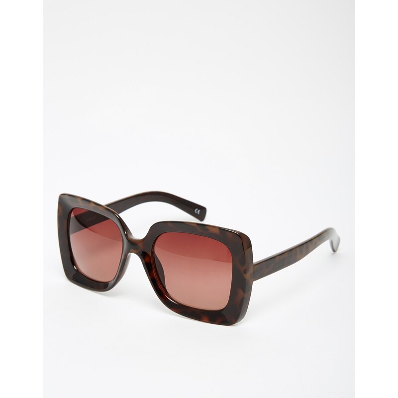 ASOS - Oversized-Sonnenbrille mit eckiger Fassung im Stil der 70er - Braun