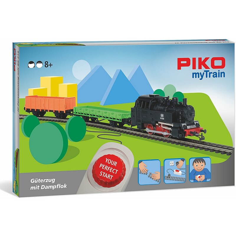 PIKO Modelleisenbahn Startset, »PIKO myTrain Set, Güterzug + Dampflok - Gleichstrom« Spur H0