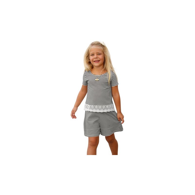 Shirt & Hose mit Spitze (Set 2-tlg.) für Mädchen KIDOKI grau 104/110,116/122,128/134,140/146,92/98