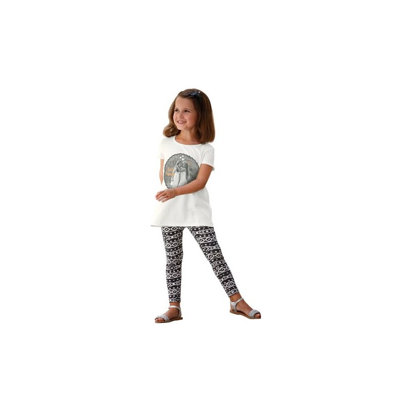 Shirt & Leggings mit Ethnodruck (Set 2-tlg.) für Mädchen KIDOKI weiß 104/110,116/122,128/134,140/146,92/98