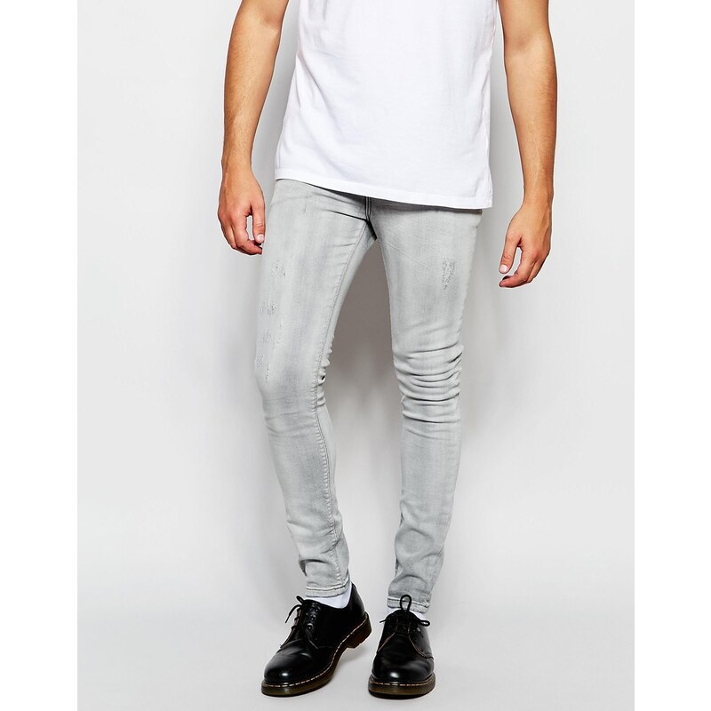 ASOS - Sehr enge Skinny-Jeans mit hellgrauer Beschichtung - Grau