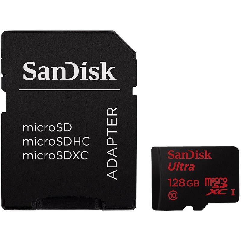 SanDisk microSDXC Ultra 128GB, Class 10, UHS-I, 80MB/s, + SD-Adapter