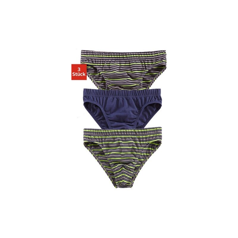 Authentic Underwear Slip (3 Stück) uni und mit garngefärbten Streifen Authentic Underwear Le Jogger grün 3,4,5,6,7,8,9