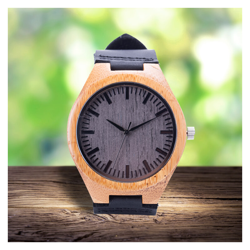 Lesara Armbanduhr aus Bambus & Leder