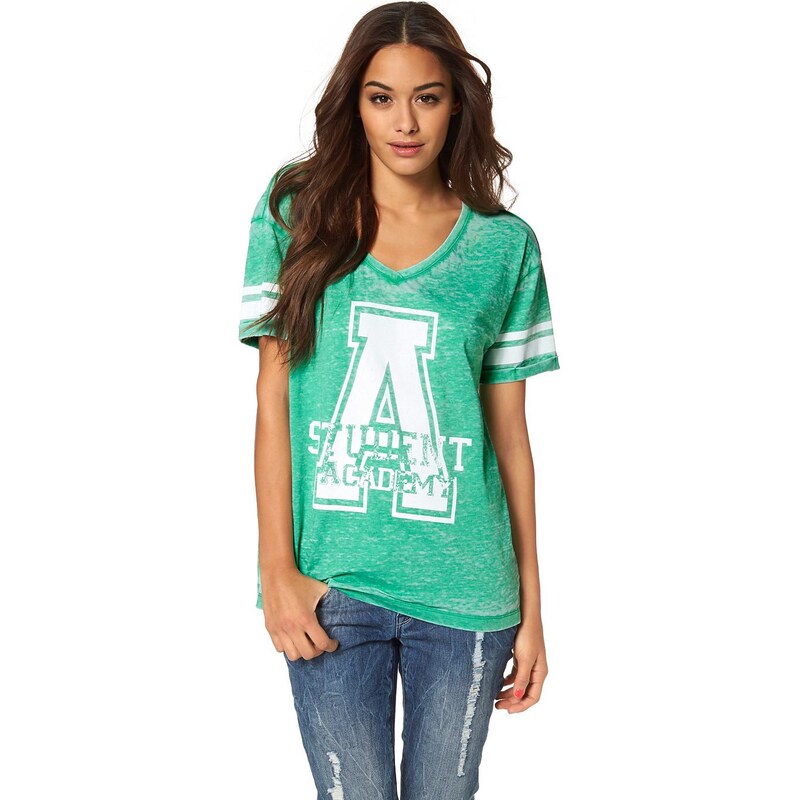 AJC T-Shirt mit V Ausschnitt und College Print, grÃ¼n