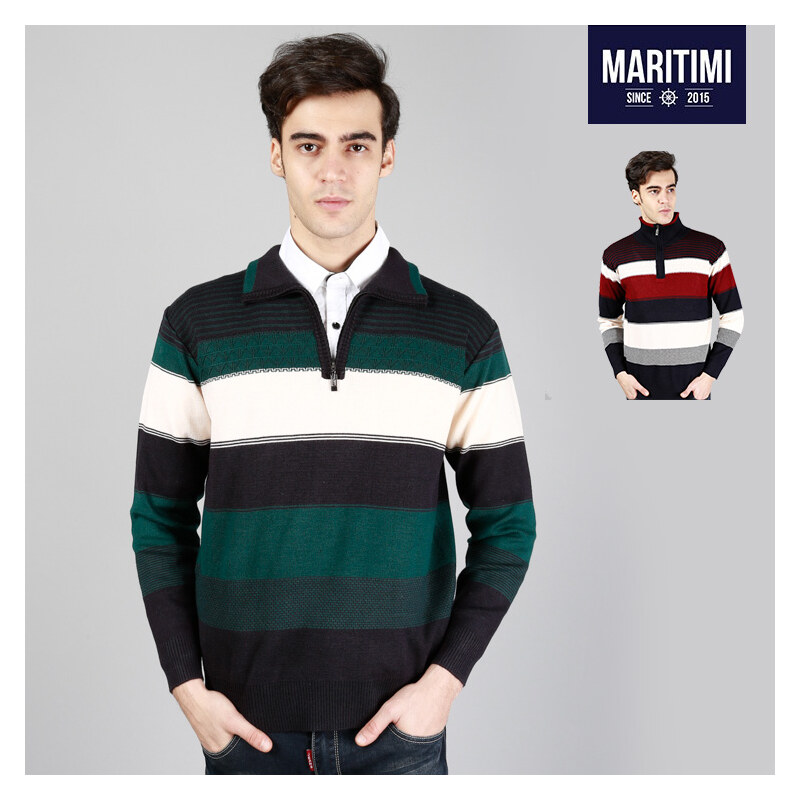 Maritimi Troyer-Pullover gestreift - S - Rot