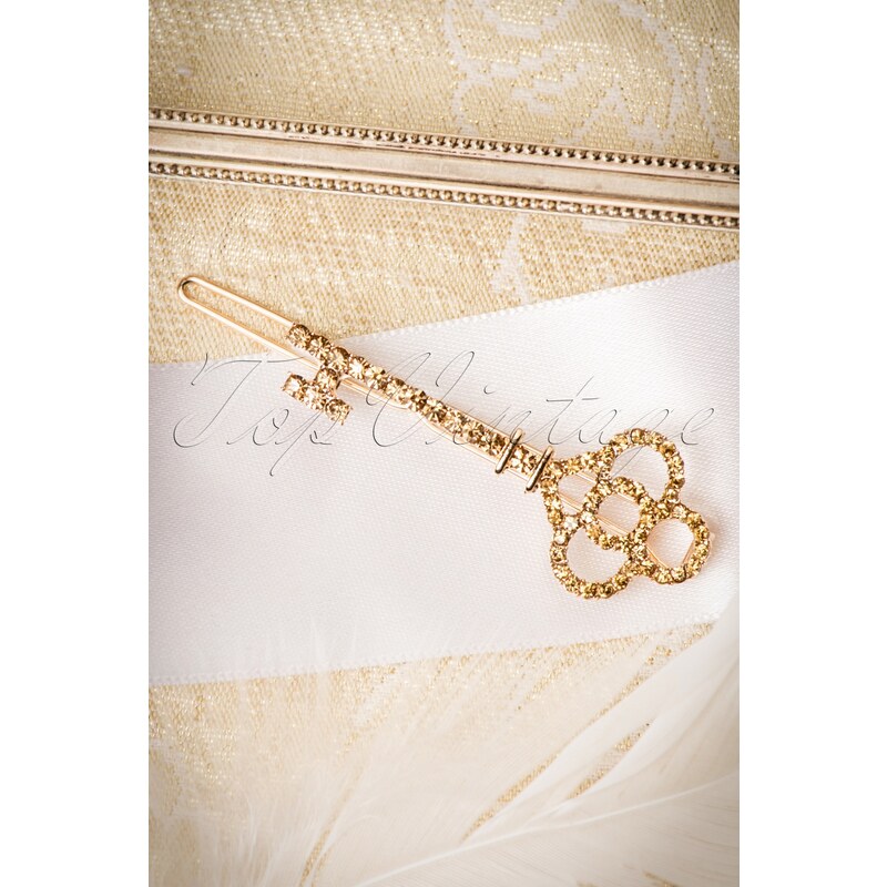 Celestine 30s Key To My Heart Hair Clip in Gold