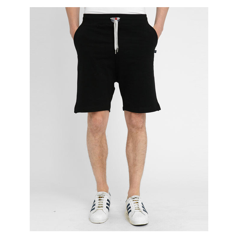 SWEET PANTS Molton-Shorts Back Number in Schwarz Loose