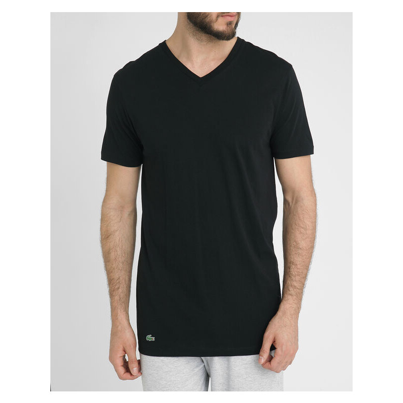 LACOSTE UNDERWEAR 3-Pack Black Pima V-Neck T-Shirts