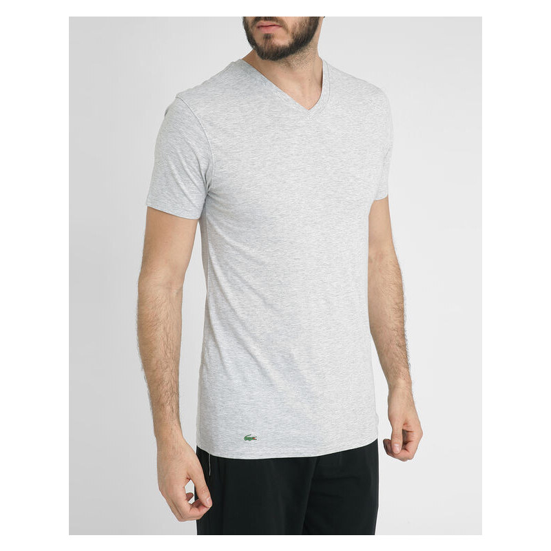 LACOSTE UNDERWEAR 3-Pack Grey Pima V-Neck T-Shirts