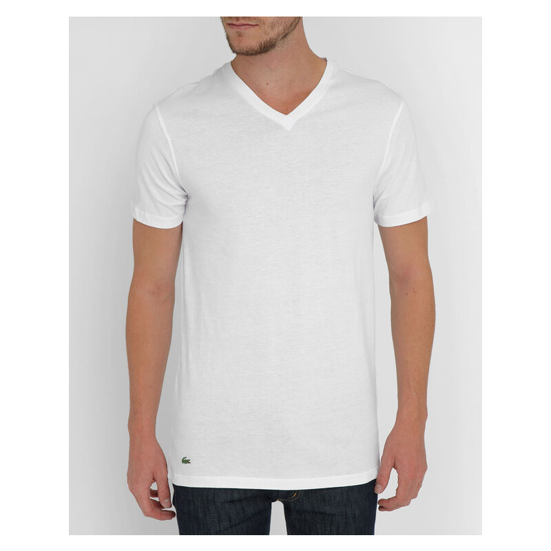 LACOSTE UNDERWEAR Dreierpack T-Shirts mit V-Ausschnitt aus weißer Pimabaumwolle