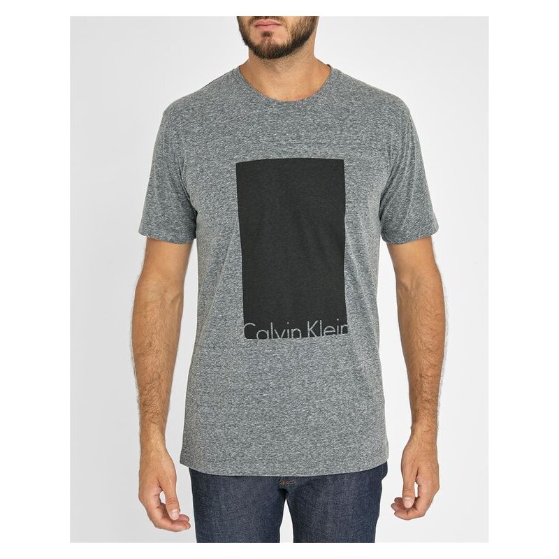 Calvin Klein Graues T-Shirt Square mit Logo