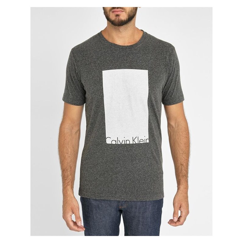 Calvin Klein Anthrazitgraues T-Shirt Square mit Logo