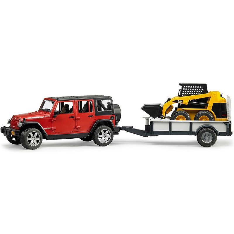 bruder® Geländewagen, »Jeep Wrangler Unlimited Rubicon, Einachshänger + CAT Kompaktlader«