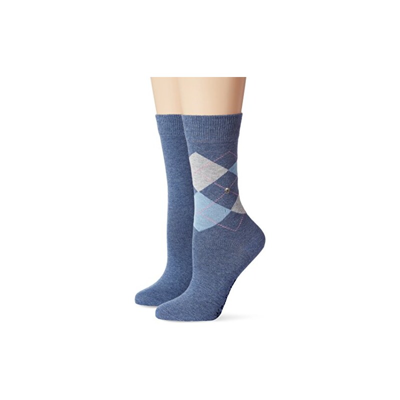 Burlington Damen Socken Everyday Argyle-uni Mix 2er Pack