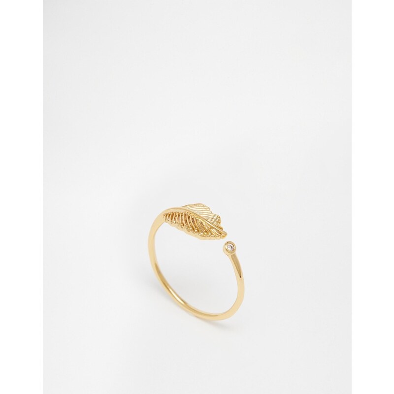 Orelia - Offener Ring mit Blatt- und Kristalldesign - Gold