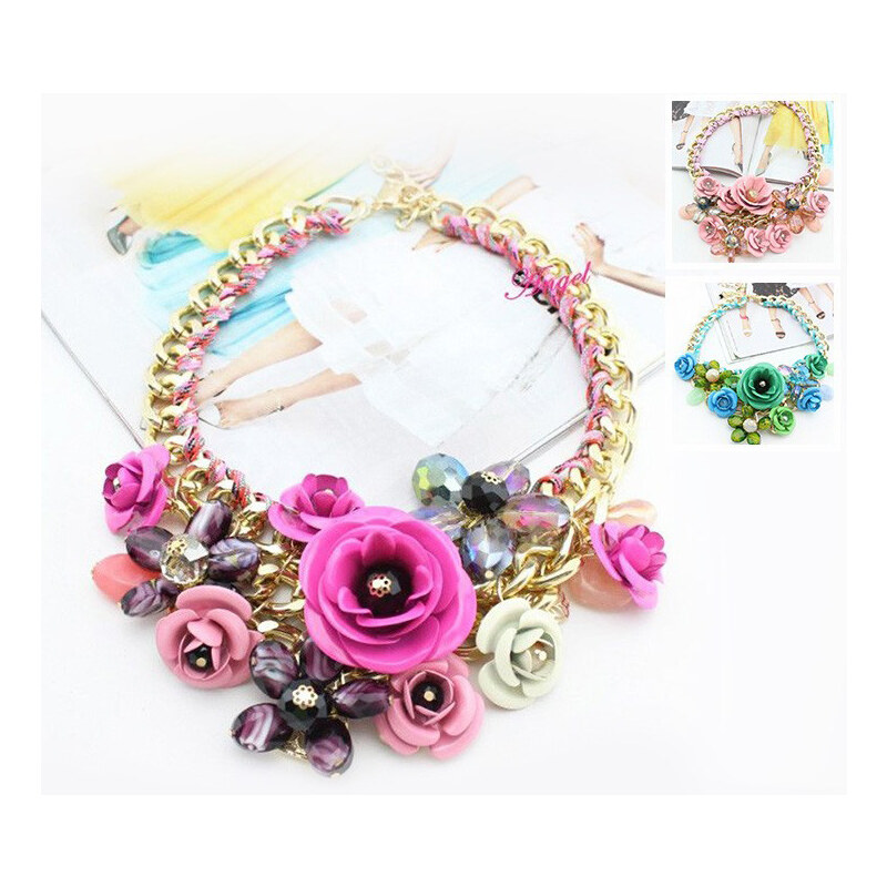 Lesara Statement-Halskette im Blumen-Design - Grün