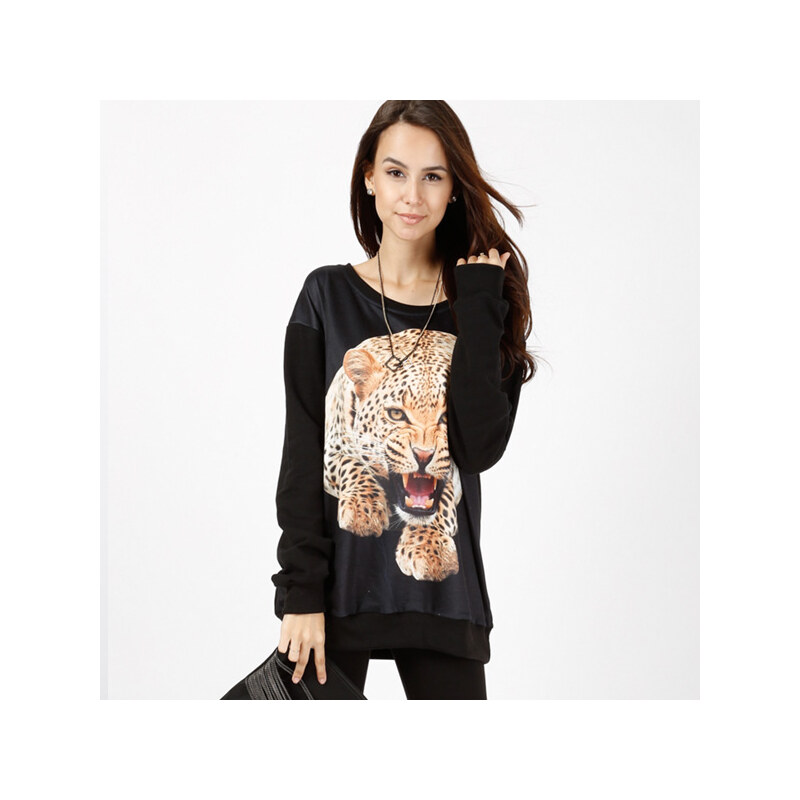 Lesara Sweater mit Leoparden-Print - L