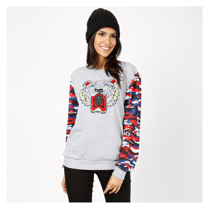 Lesara Sweater mit Tiger-Print - M
