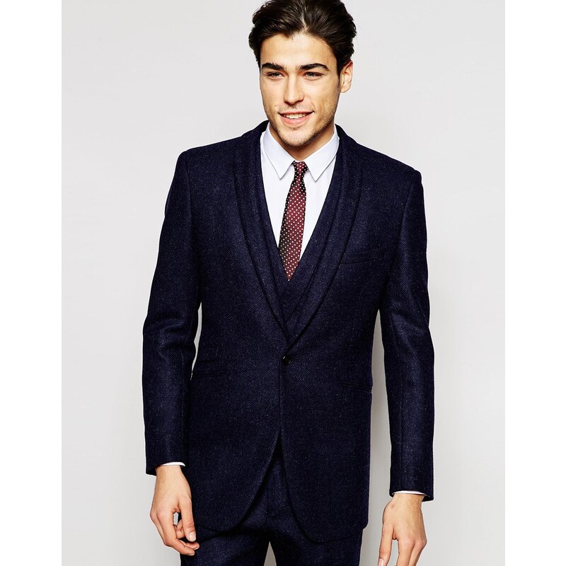 Hart Hollywood by Nick Hart - Eng geschnittene Anzugjacke aus 100% Wolle mit Schalrevers - Blau