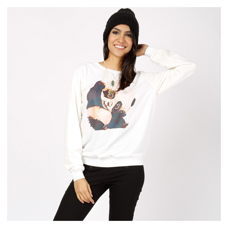 Lesara Sweater mit Panda-Print - M