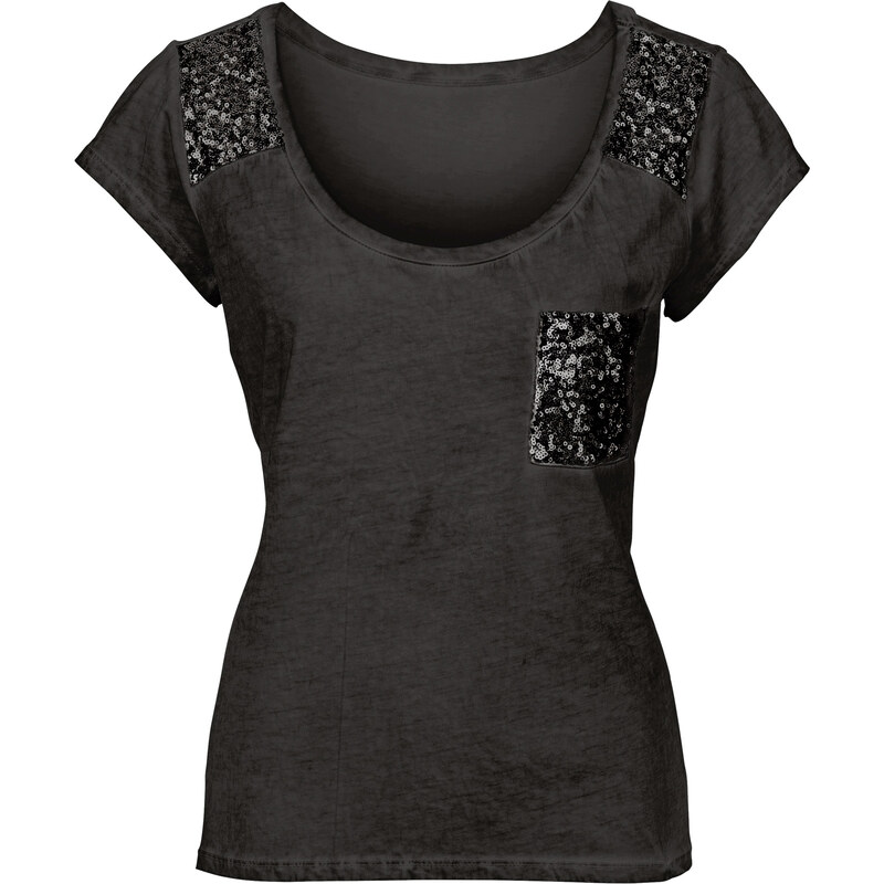 BODYFLIRT Shirt mit Pailletten in schwarz für Damen von bonprix