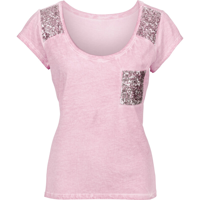 BODYFLIRT Shirt mit Pailletten in rosa für Damen von bonprix