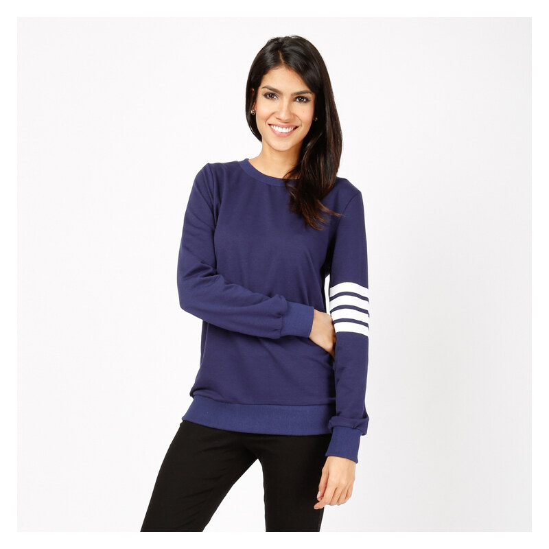 Lesara Sweater mit einseitigem Ärmel-Print - S