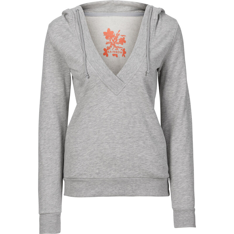 RAINBOW Sweatshirt in grau (V-Ausschnitt) für Damen von bonprix