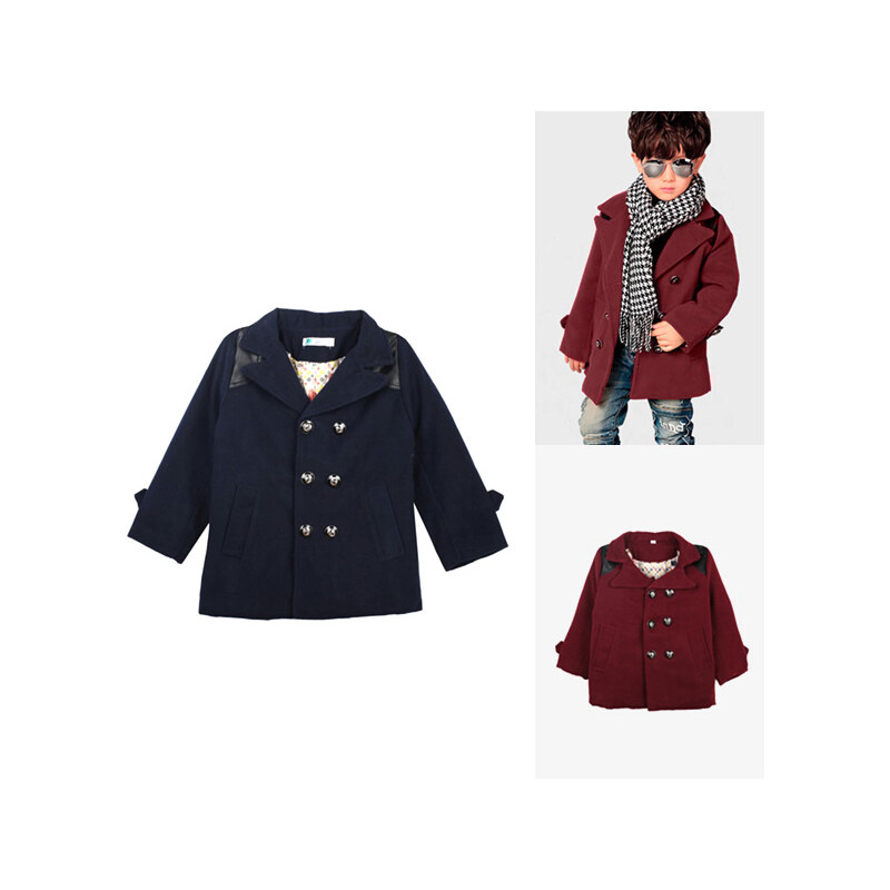 Lesara Kinder-Mantel mit Schulter-Patches in Leder-Optik - 146 - Rot