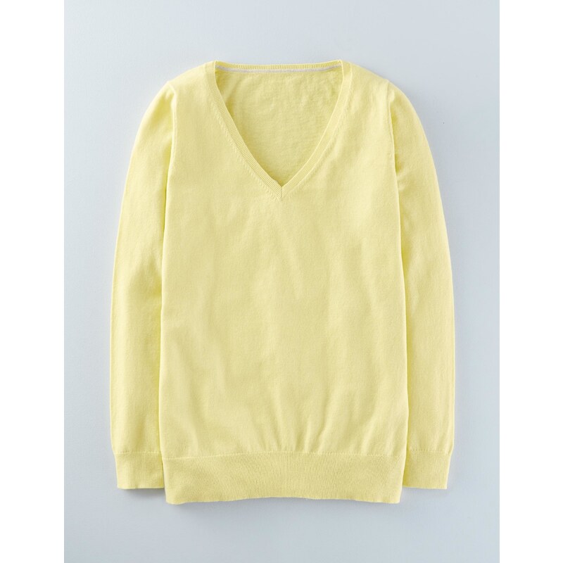 Lässiger Pullover mit V-Ausschnitt für jeden Tag Gelb Damen Boden