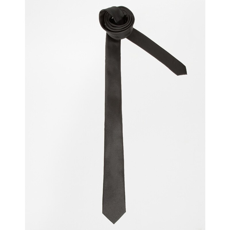 ASOS - Schmale, schwarze Krawatte - Schwarz